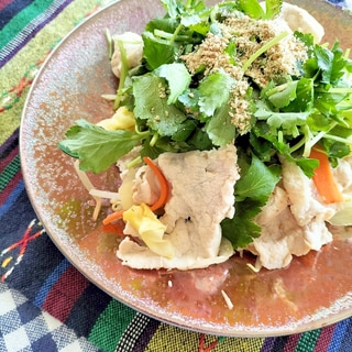 豚しゃぶ肉と野菜の三つ葉炒め♪